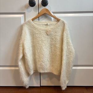 Cream Fuzzy Crewneck Sweater